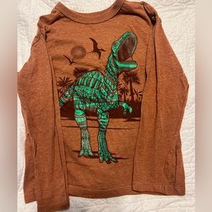 Boys brown Dino shirt. Long sleeve